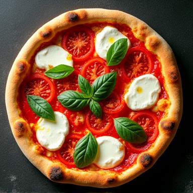 Pizza Margherita con pomodoro San Marzano, mozzarella di bufala e basilico fresco